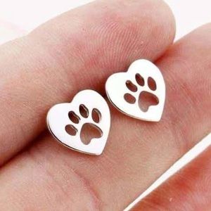 2/$10 NEW! Heart Shape Stud Earrings Hollow Out Dainty Cute Paw Dog